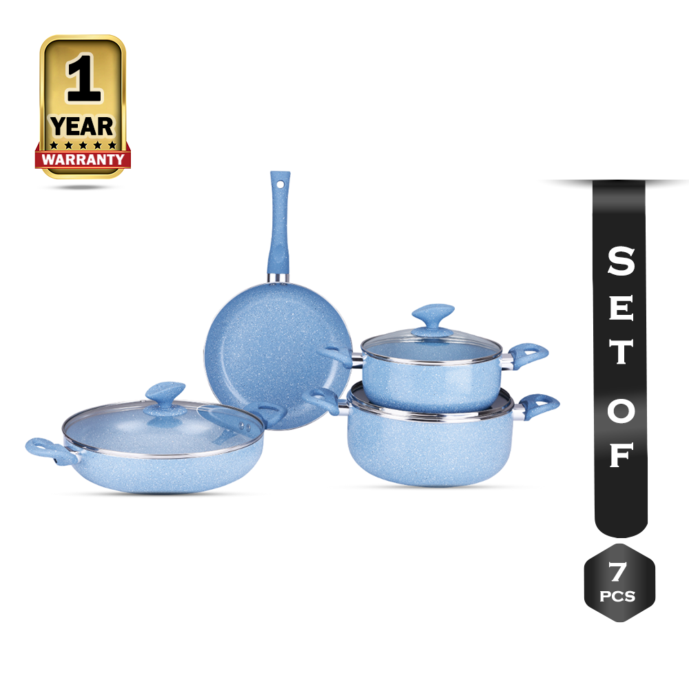 Gazi FE 2202 - 7C Non-Stick Cookware Set - Sky Blue