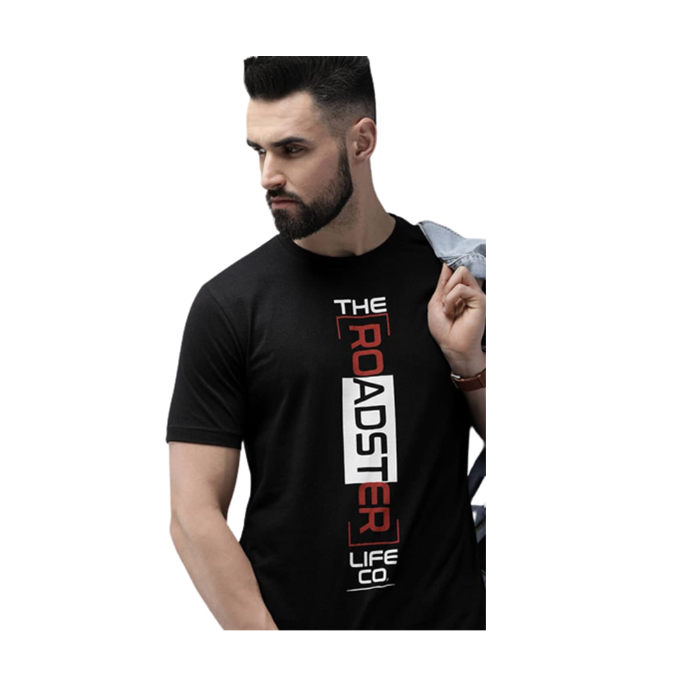 Cotton Half Sleeve T-Shirt for Men - Black - TS-41