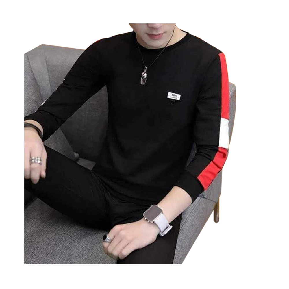 Full Sleeve Casual T Shirt For Men - TSH-25 - Black And Red