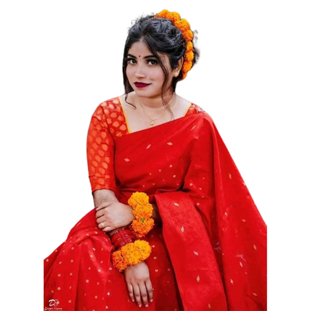 Silk Jamdani Saree for Women - Red - SP-J01