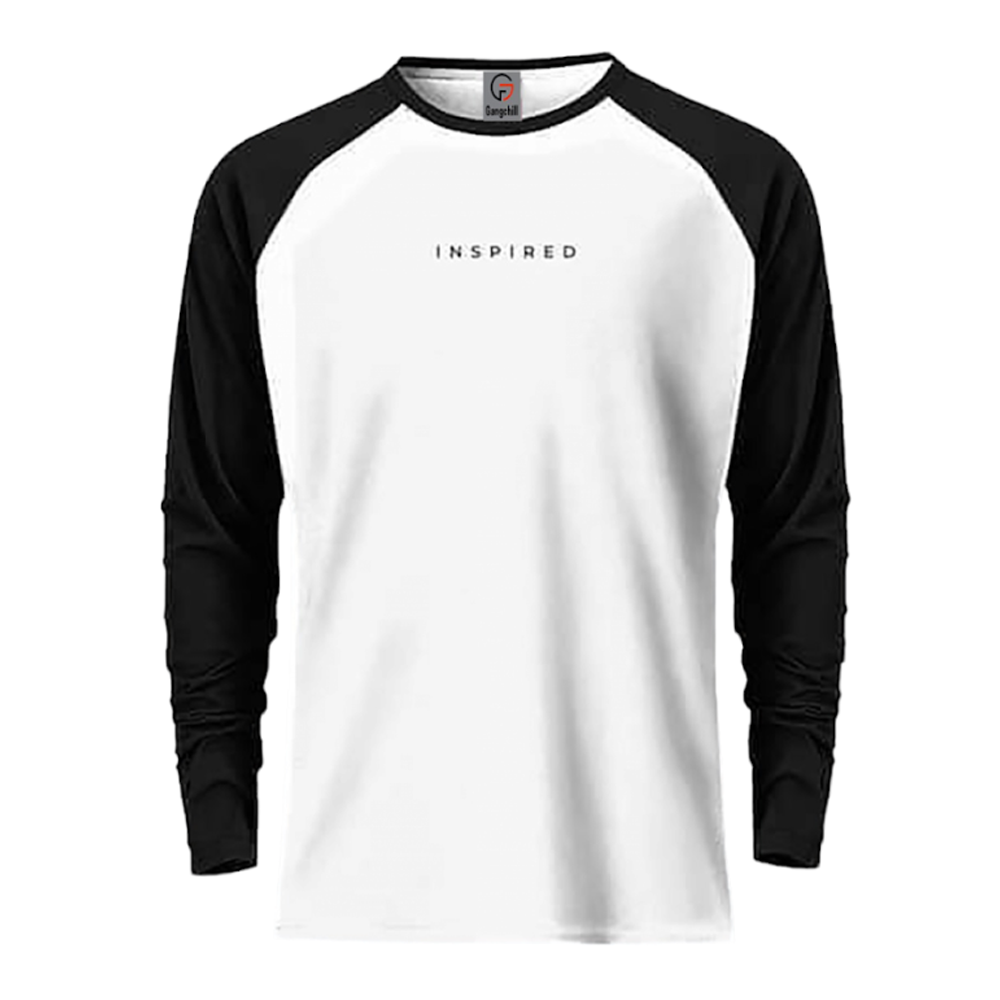 Cotton Premium  Full Sleeve T-Shirt for Men - White and Black - R004