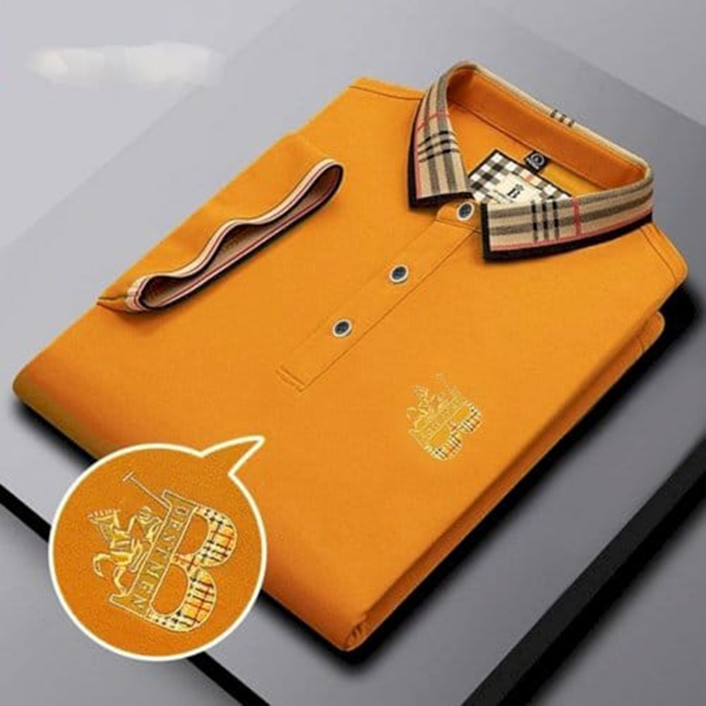 Cotton Polo Shirt For Men - Orange - PT-H11