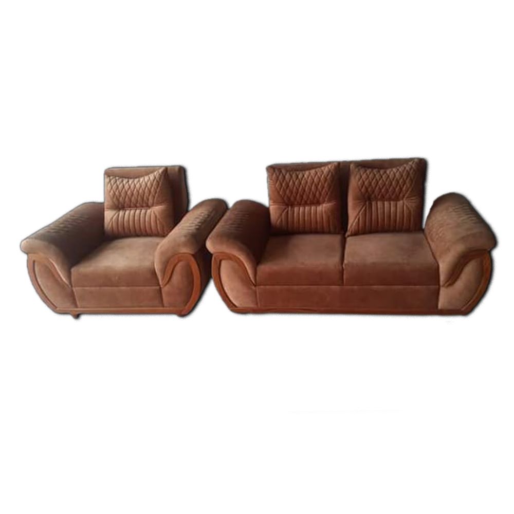Shegun Wood Three Seater Sofa - Brown - SF03
