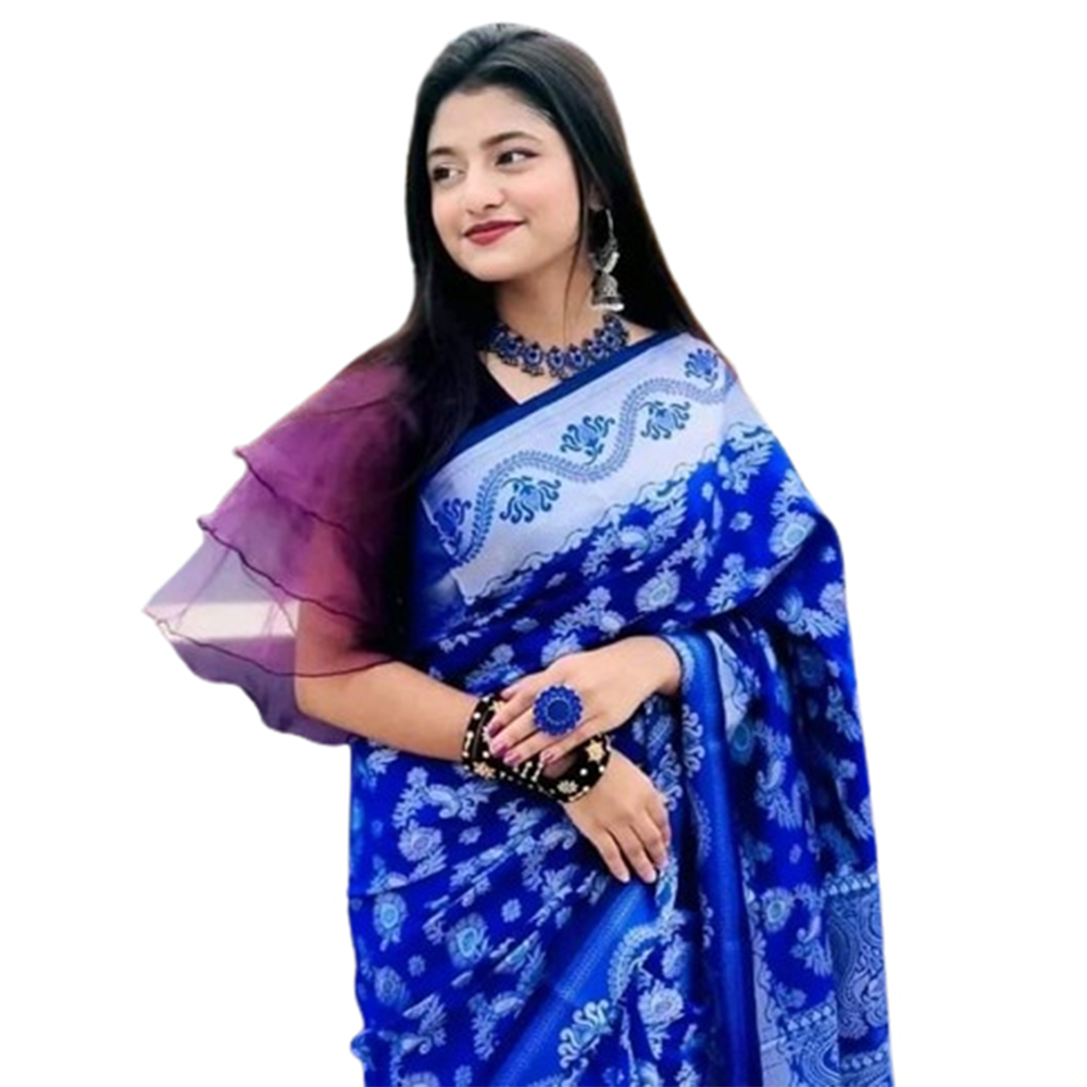 Soft Silk Katan Saree for Women - Blue - SL-05