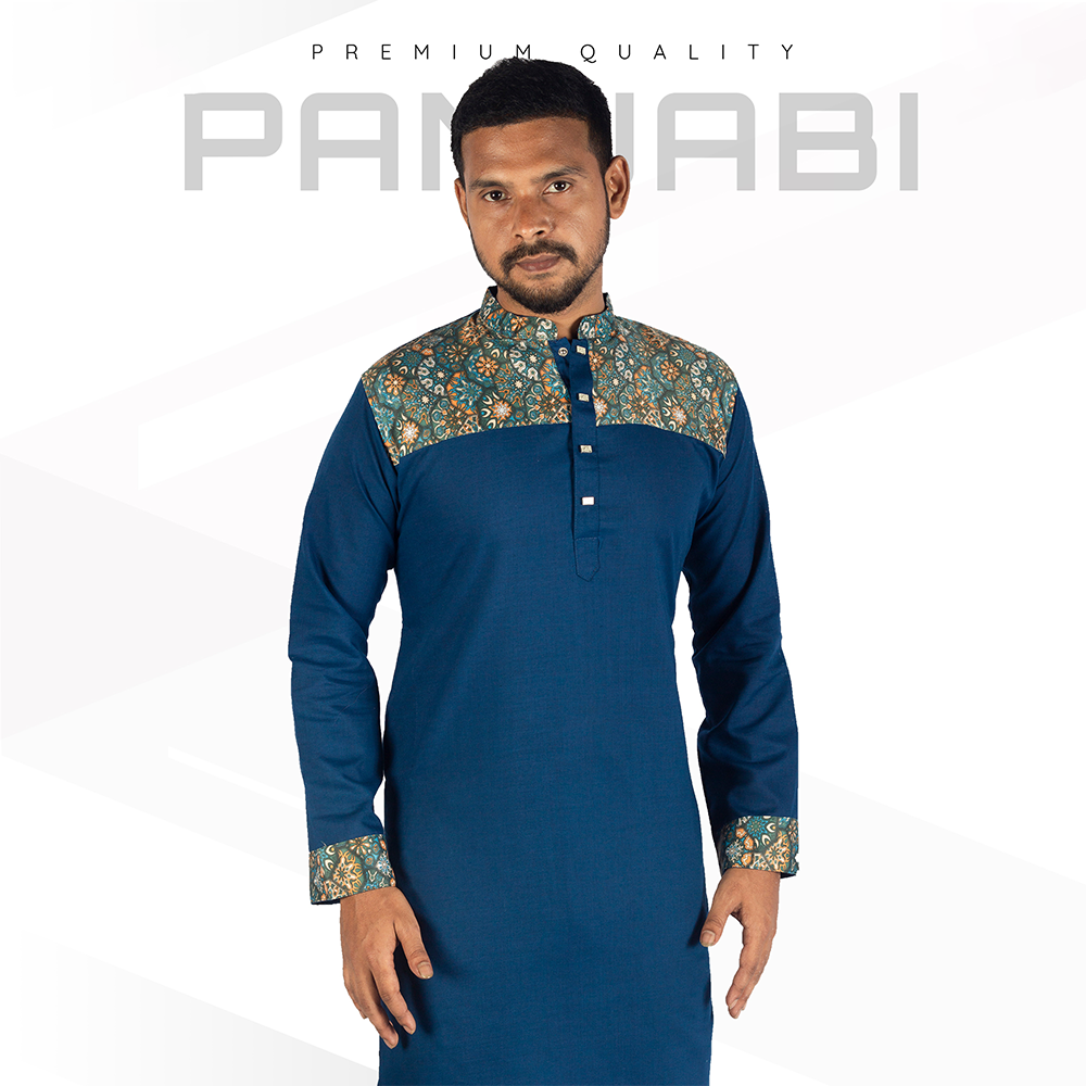 Cotton Panjabi For Men - Teal - P8 A