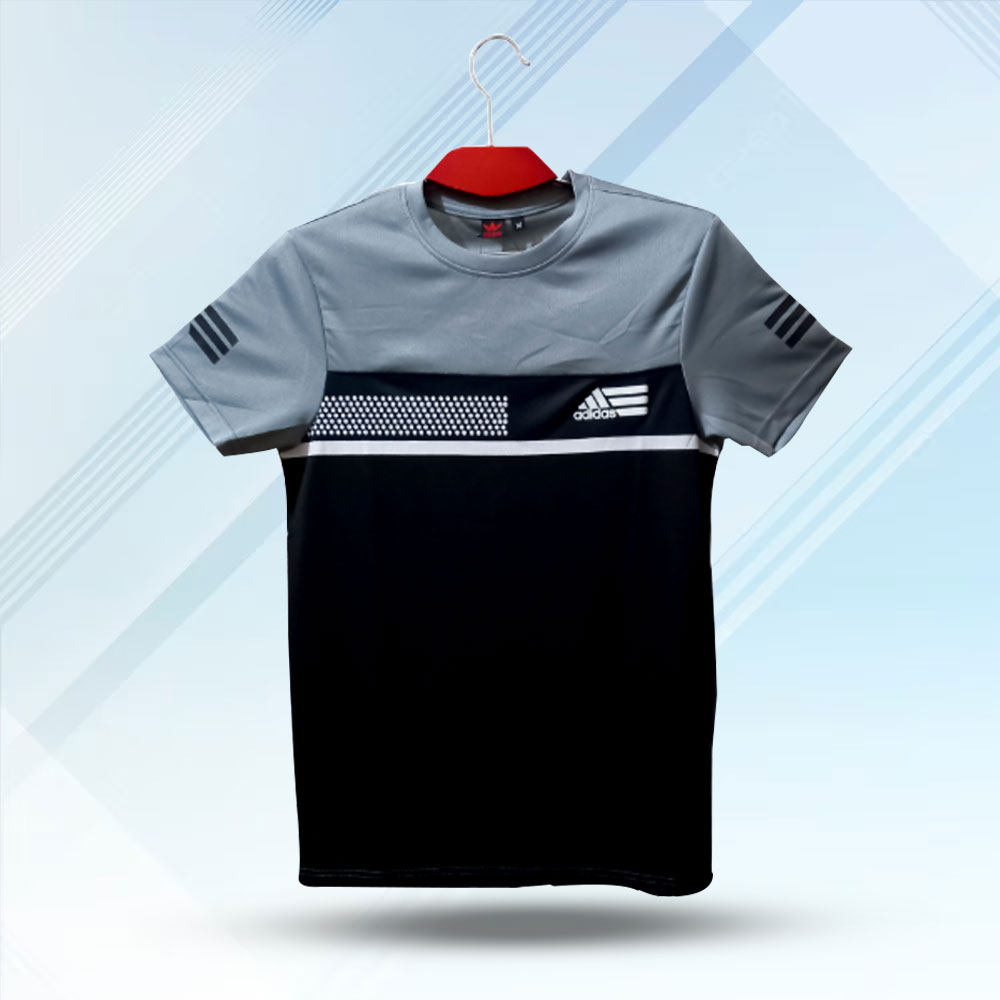 Adidas Mesh Half Sleeve T Shirt for Men Black and Ash