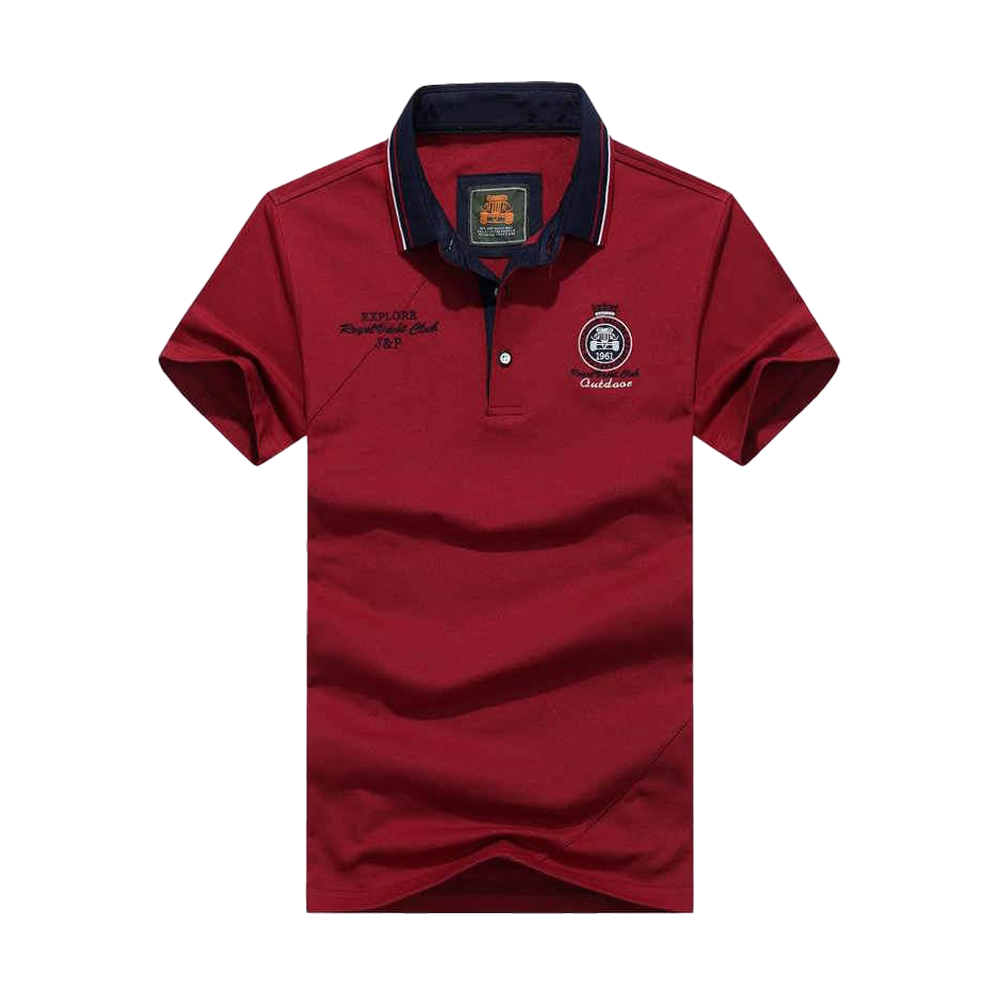 Cotton Half Sleeve Polo Shirt for Men - Red
