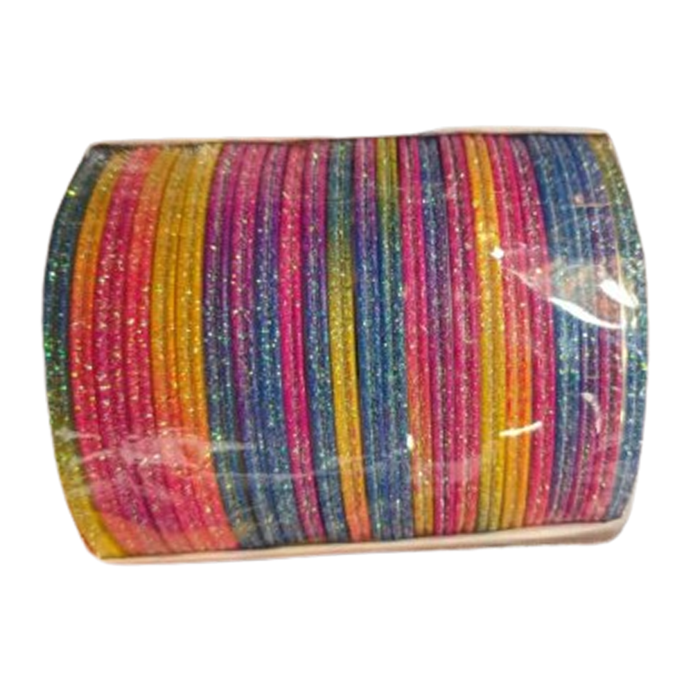 Rainbow Design Glass Silk Bangles For Women - 24 Pcs