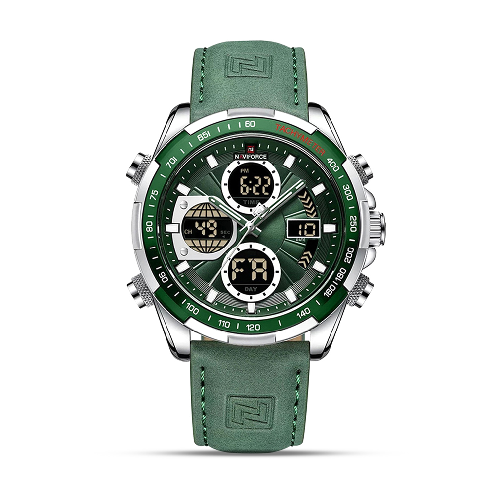 Naviforce 9197 Wristwatch Dual Time Watch For Men - Green
