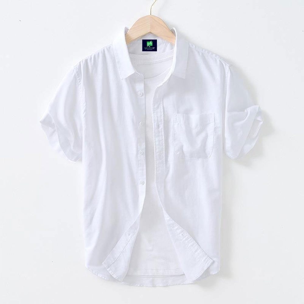 Cotton Half Sleeve Shirt For Men - White - MS-55