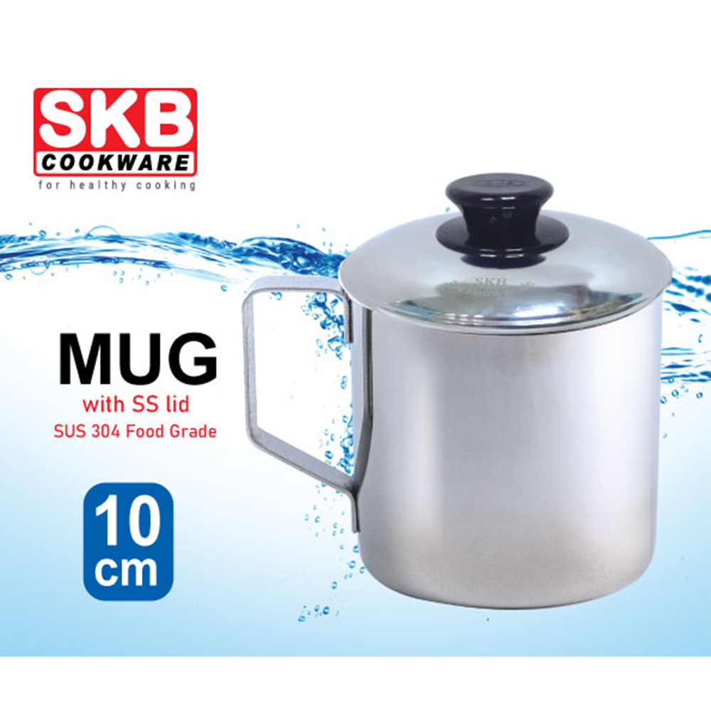 Mug With Lid - 10cm - Silver - WA 0005