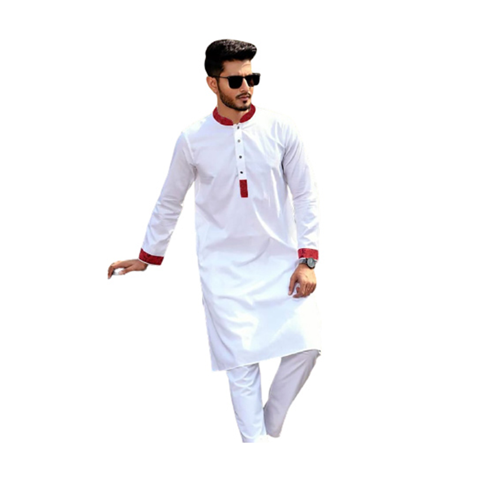 Linen Panjabi For Men - White - PN-15