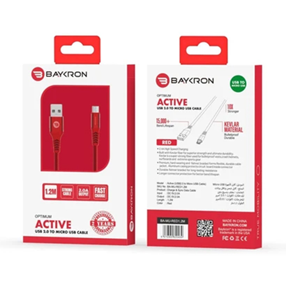 BAYKRON Cable USB To Micro Cable - 1.2m - Red