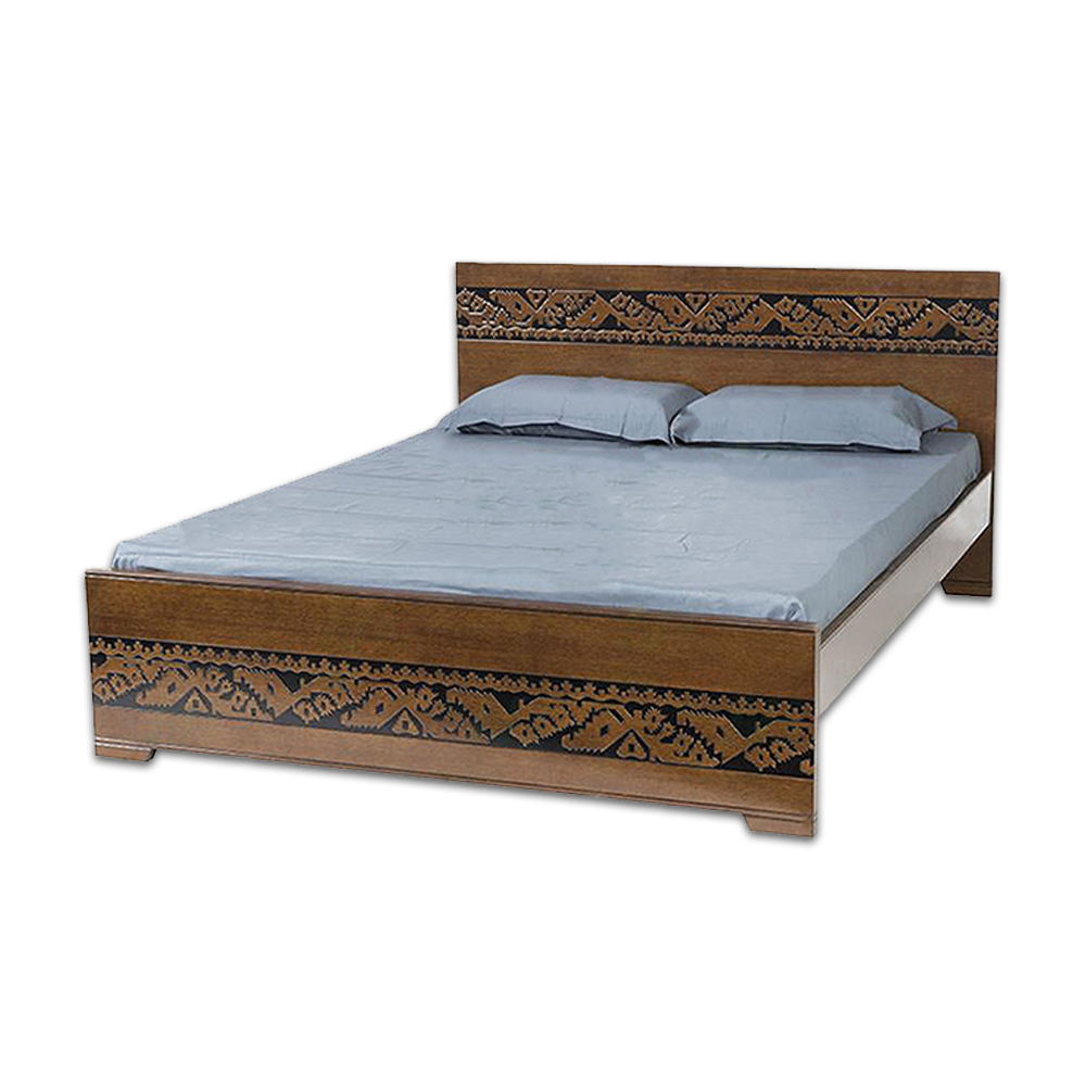 MDF Queen Size Jamdani Bed - Wooden - AB895