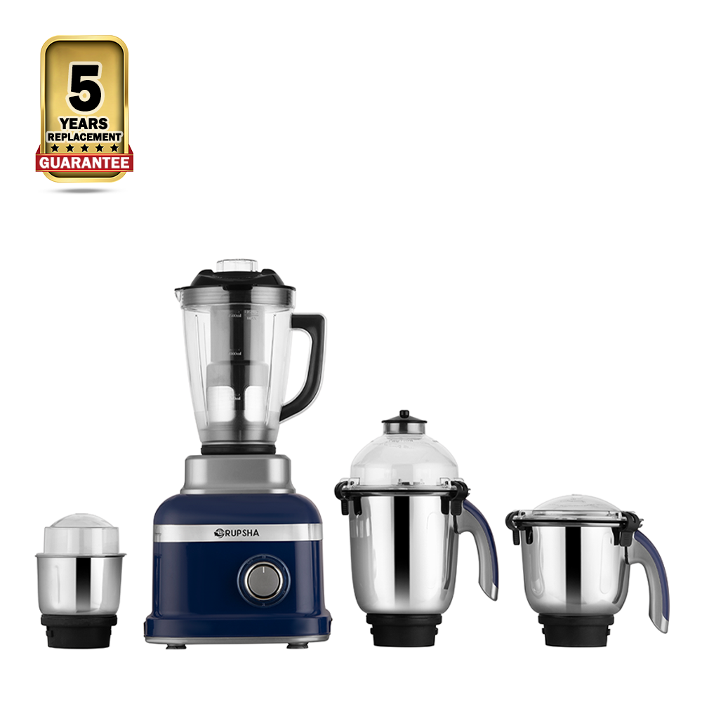 Rupsha Tornado Mixer Grinder With 4 Jars - 800W - Blue and Silver