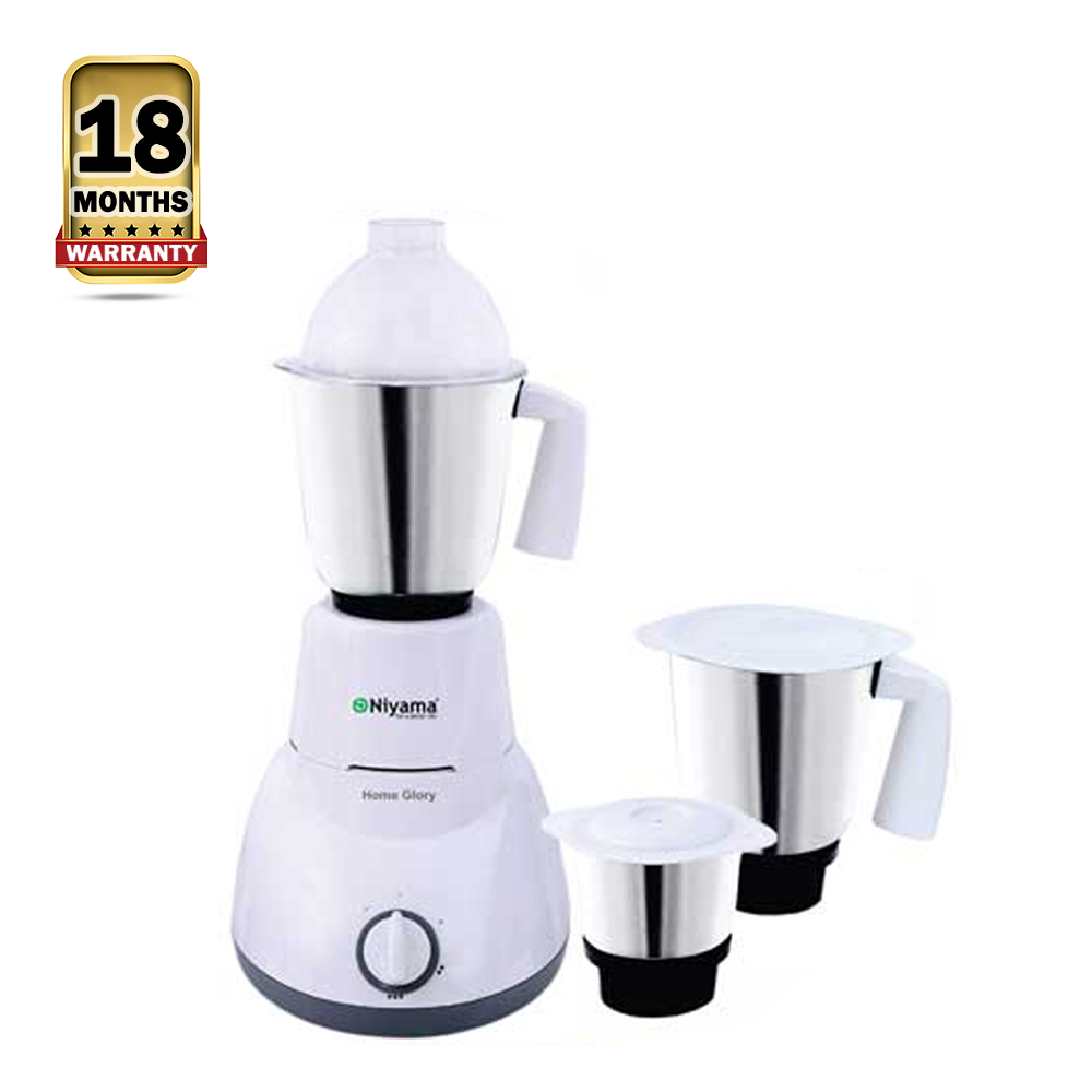 Niyama Home Glory NIB-137 3 in 1 Mixer Grinder - White and Silver