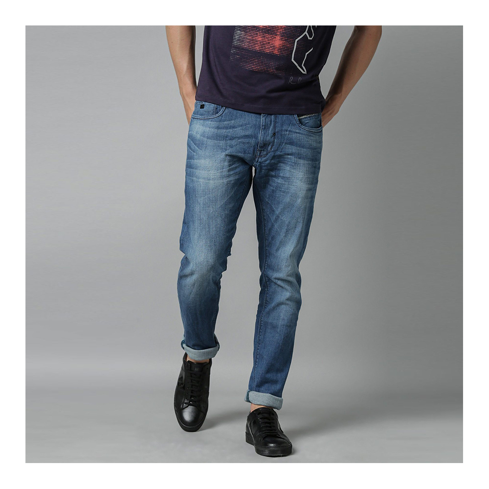 Cotton Semi Stretch Denim Jeans Pant For Men - Deep Blue - NZ-13090