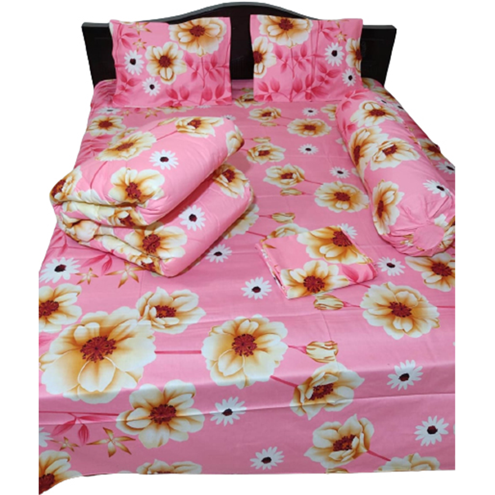 Twill Cotton King Size Five In One Comforter Set - Multicolor - CMT-022