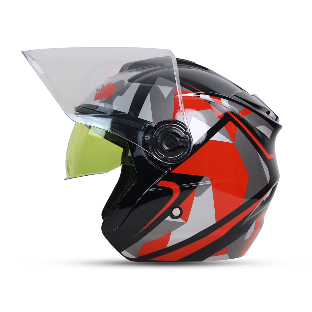 Aadora 882 D1 Half Face Helmet - Black and Red - APBD1060