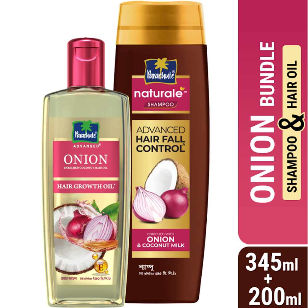 Combo Of Parachute Advanced Onion Hair Growth Oil - 200ml With Parachute Naturale Shampoo Onion Hair Fall Control - 345ml - EMB104