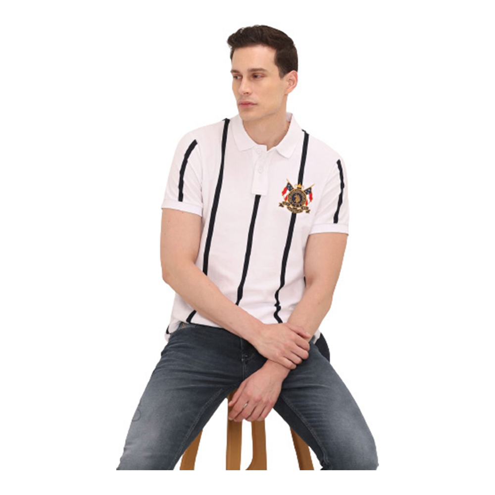 Cotton Half Sleeve Polo Shirt For Men - White - PT-70