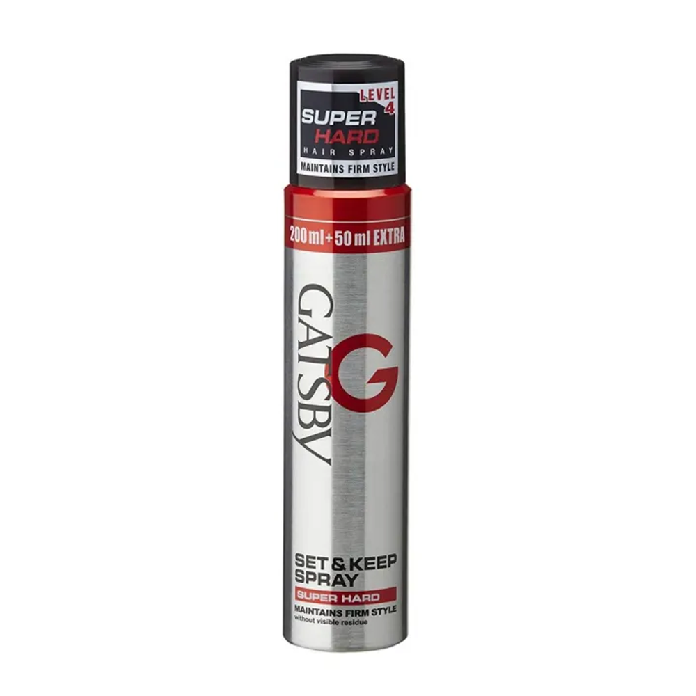 Gatsby Super Hard Set & Keep Strong Setting Power Firm Style Spray  - 250gm