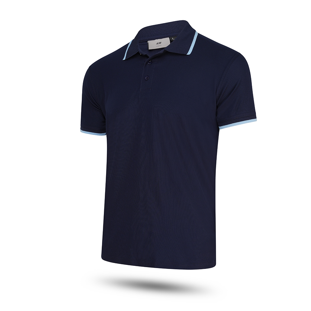 Pique Half Sleeve Polo For Men - Navy Blue - CA-2508