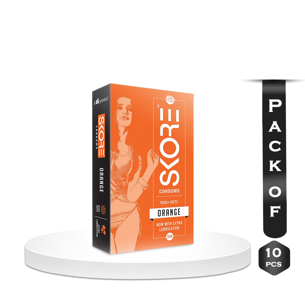 Pack of 10 Pieces Skore Orange Raised Dot Condoms