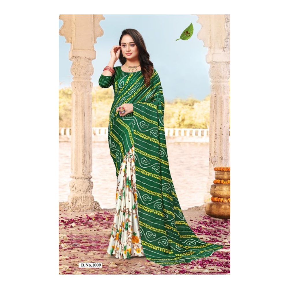 Chundri Soft Silk Saree With Blouse Piece for Women - Green