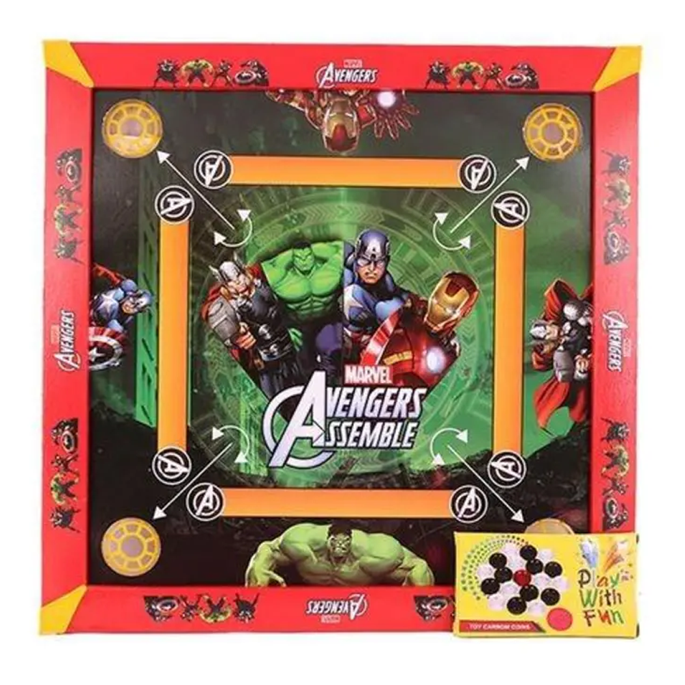 Plastic Avengers Assemble Carrom Board Game - Multicolor