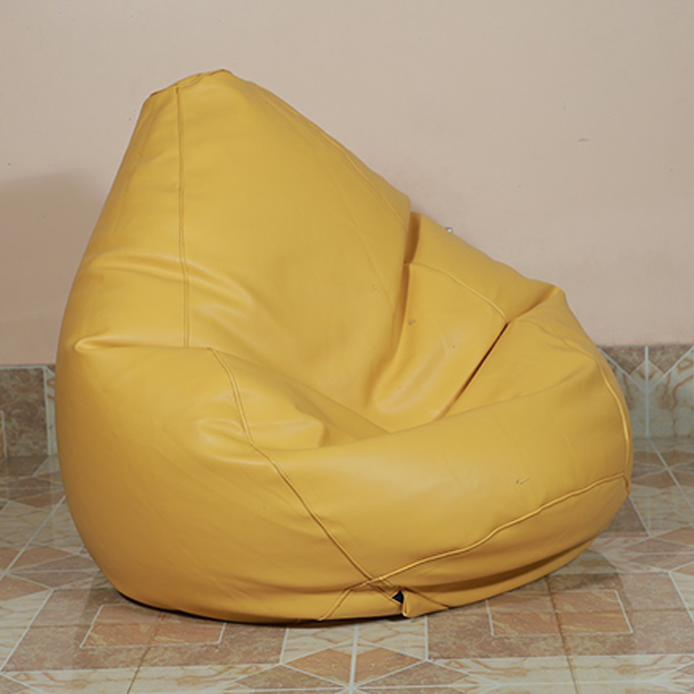 Leather Bean Bag XXXL With Extended Back Support - Yellow - APL3YL