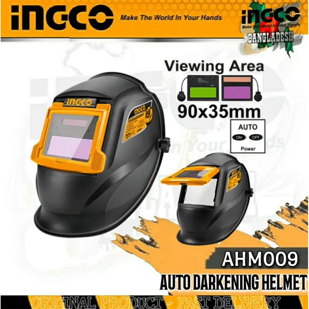 Ingco AHM009 Auto Darkening Welding Helmet - Black