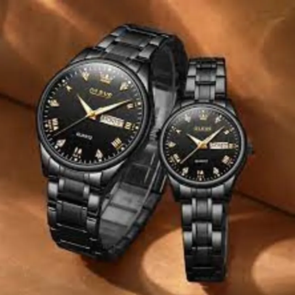 OLEVS 5563 Stainless Steel Analog Wrist Watch For Couple