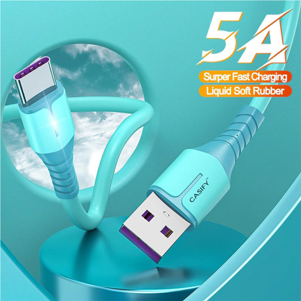 CASIFY CT03 Type C Light Indicator Fast Charging Data Cable 1M Blue
