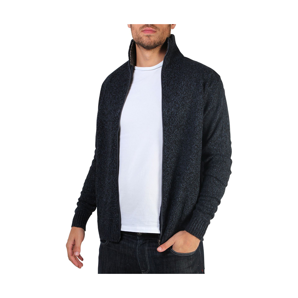 Woolen Full Sleeve Full Zipper Jumper For Men - J-15 - Black