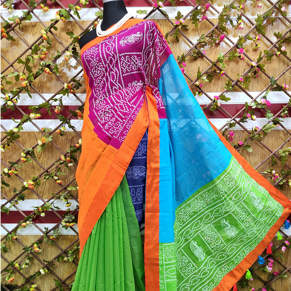 Buy Multi Color Saree And Bralette Silk Waistcoat Sakina With