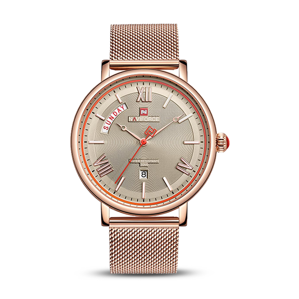NAVIForCE NF3006 Stainless Steel Analog Quartz Watch For Men - Rose Gold