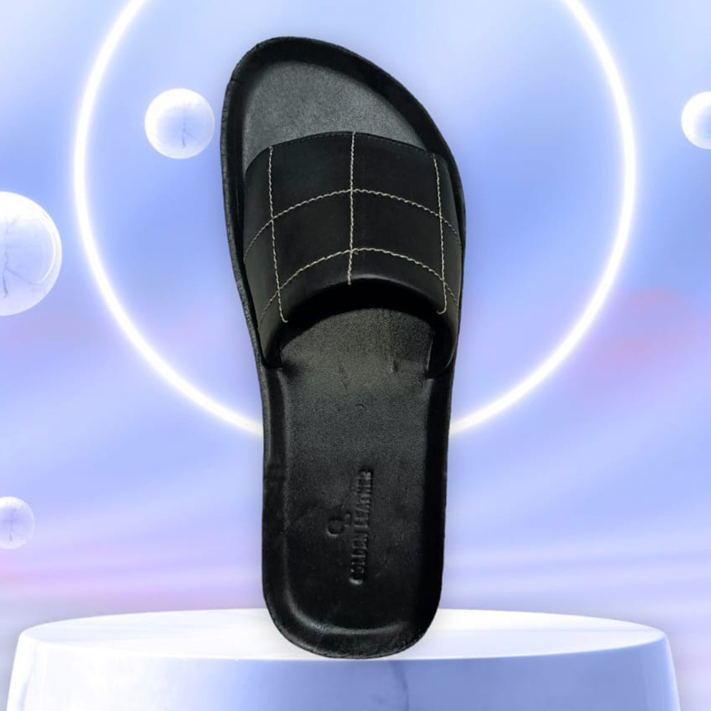 Leather Sandal For Men - Black - F1