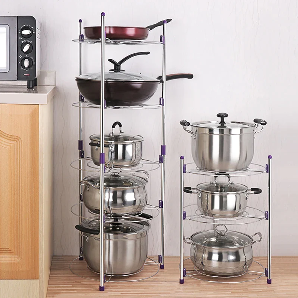 5 Tier Adjustable Stainless Steel Pan Pot Organizer Rack