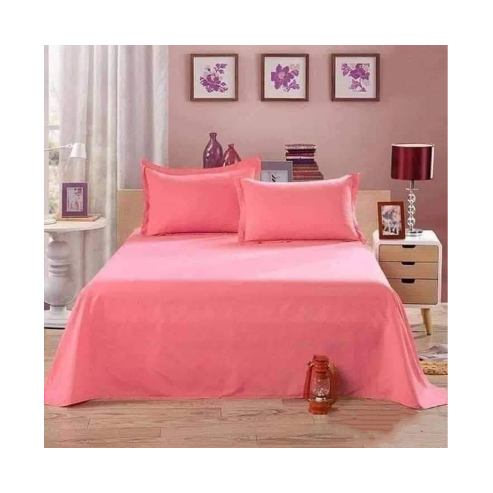 King Size Cotton Panel Bedsheet - ST-053 - Pink