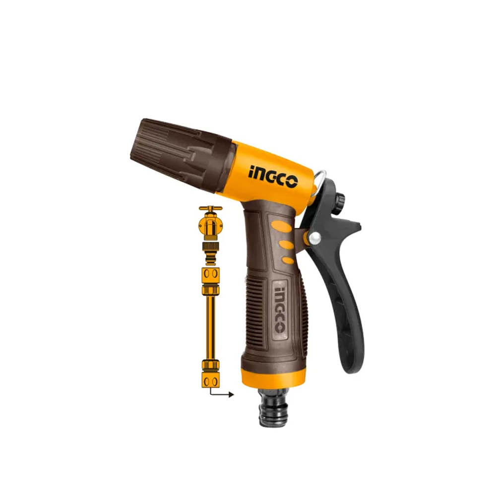 Ingco HWSG032 Plastic Trigger Nozzle Water Spray Gun - Yellow and Black