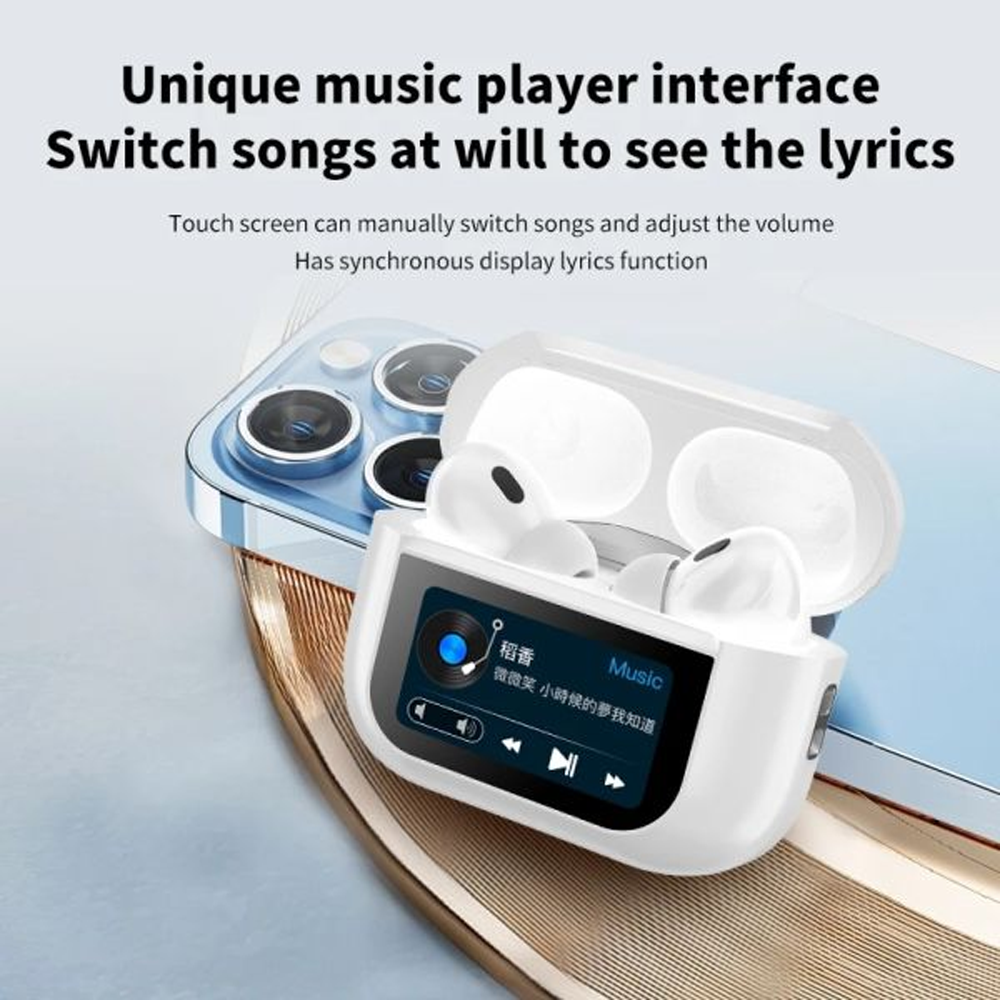 WT-2 LED Touch Screen Bluetooth Wireless Earbuds - White