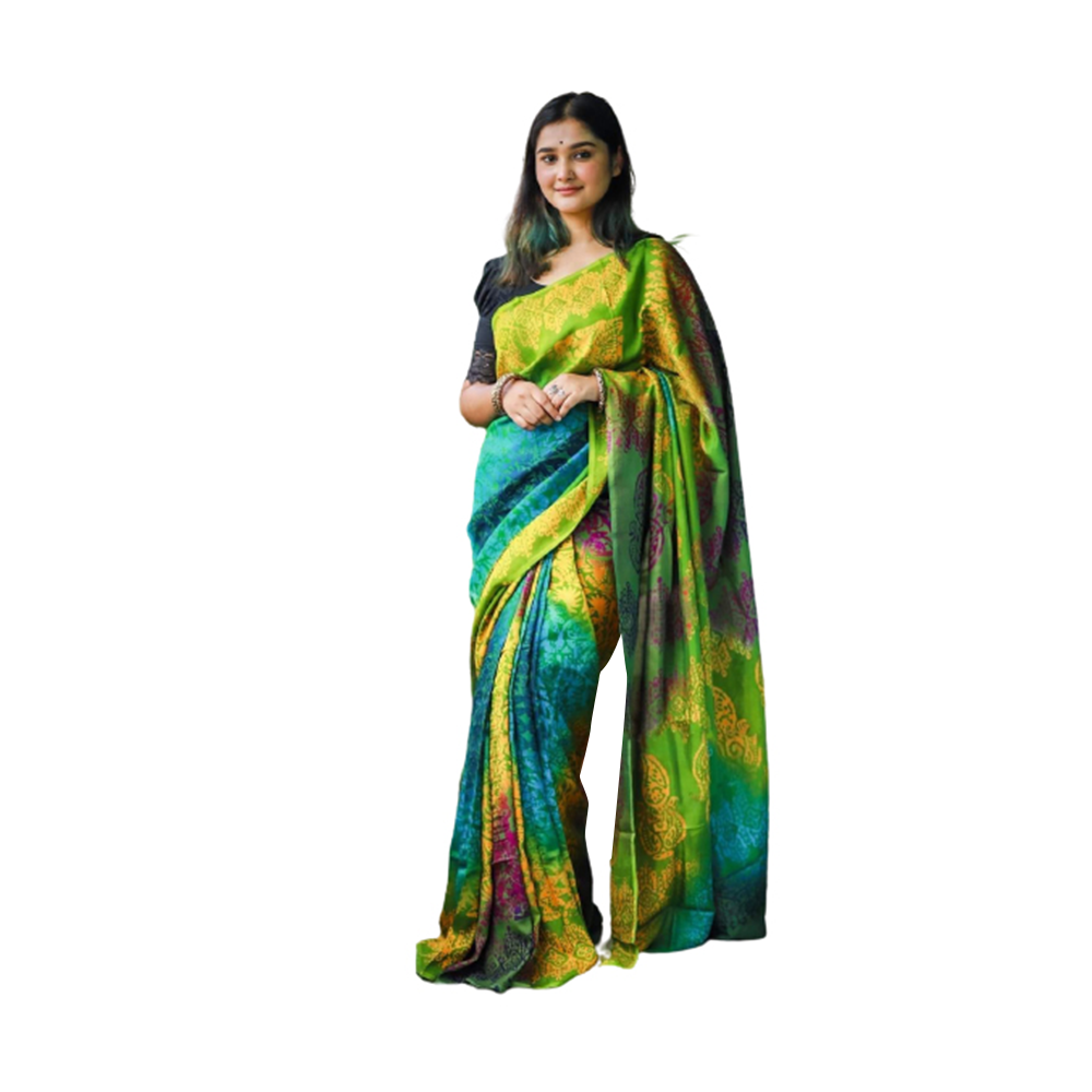 Silk Batik Saree with Blouse Pieces - Multicolor - SB-51