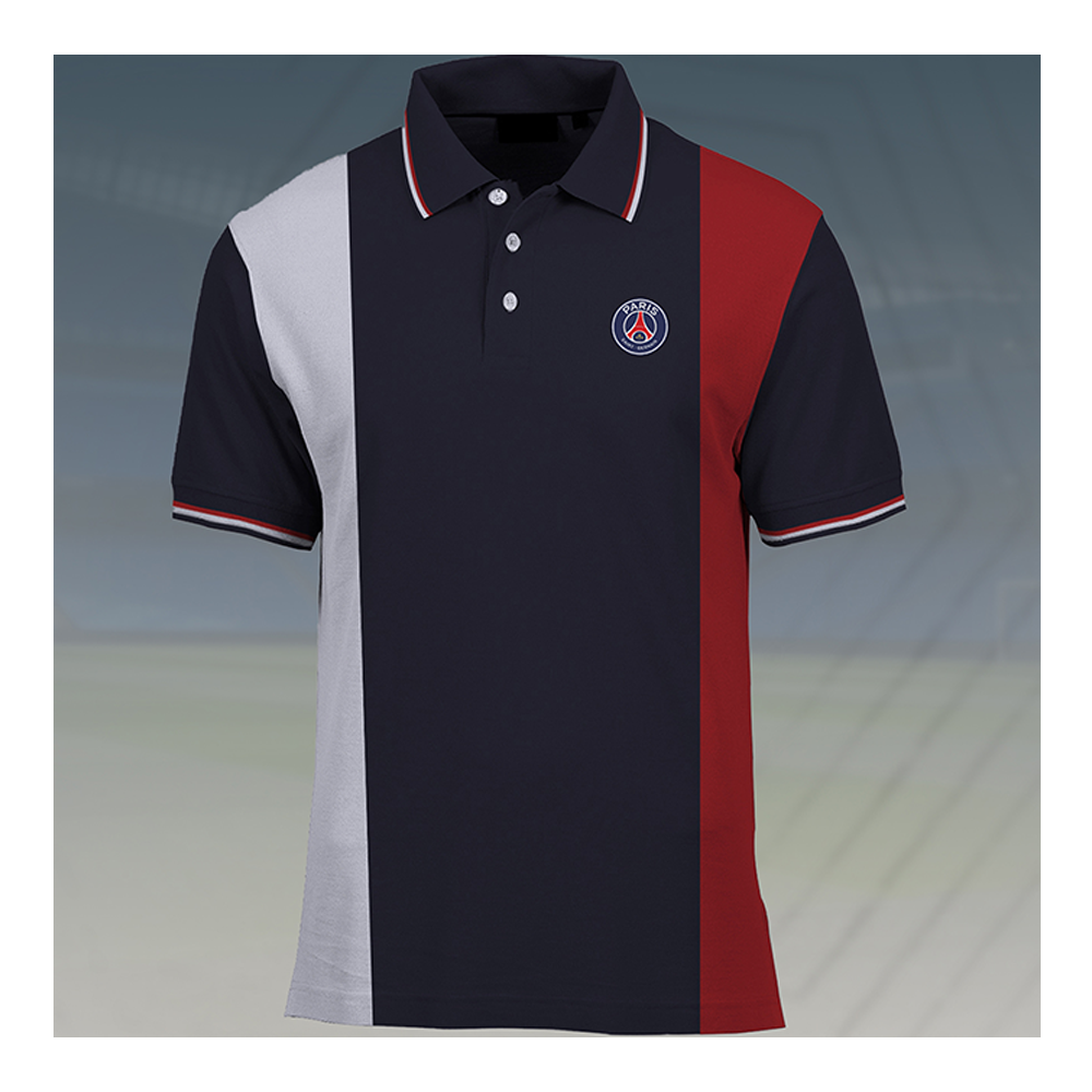 Poly Cotton Paris Saint Germain Half Sleeve Polo T-Shirt for Men - Navy Blue - PSG23