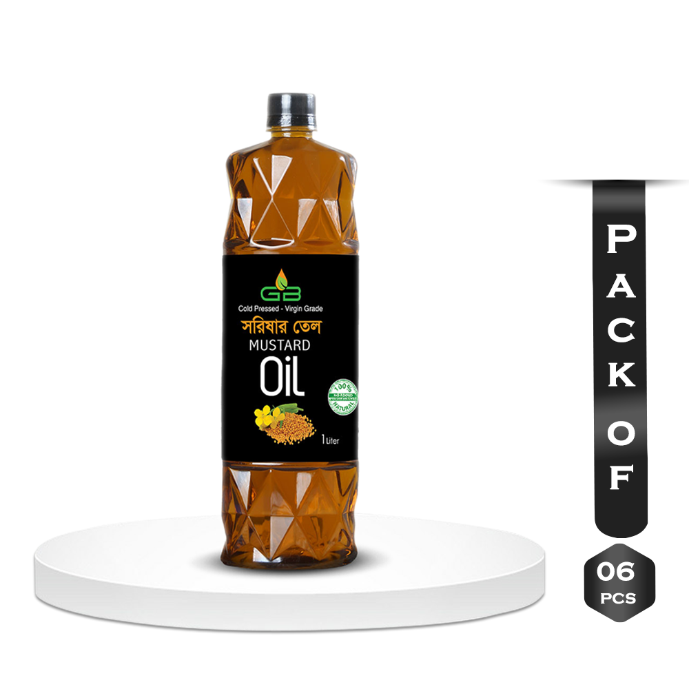 Pack of 6Pcs GB Cold Pressed Mustard Oil - 6*1 Liter