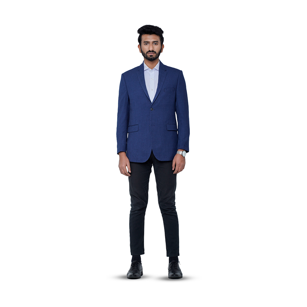 OCODE SB-7803 Cotton Single Blazer For Men's - Deep Blue