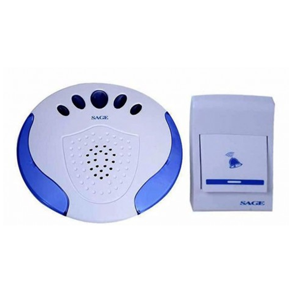 Remote Control Wireless Door Calling Bell - White and Blue