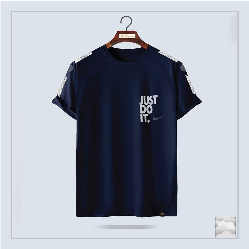 Cotton Half Sleeve T-Shirt For Men - Navy Blue - OP181