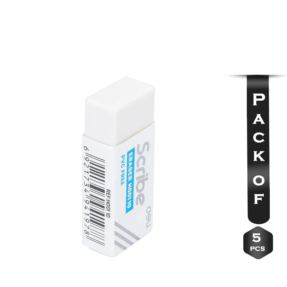 Pack of 5 Pcs Deli H00110 PVC Free Eraser