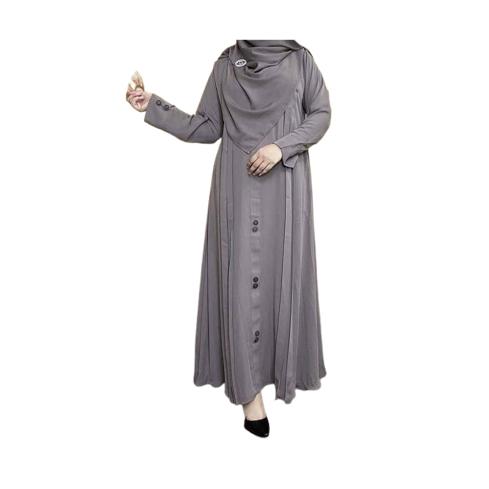 Dubai Cherry Button Design Burka For Women - Dark Gray - BK-25